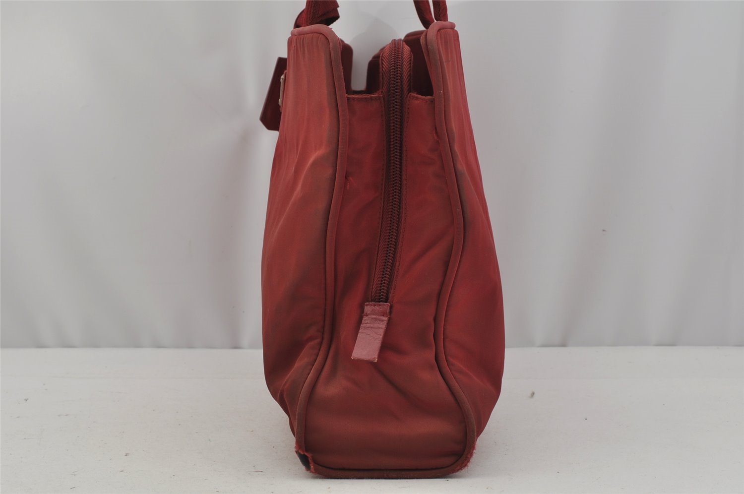 Authentic PRADA Nylon Tessuto Leather Shoulder Hand Bag Purse Bordeaux Red 0817J