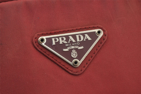 Authentic PRADA Nylon Tessuto Leather Shoulder Hand Bag Purse Bordeaux Red 0817J