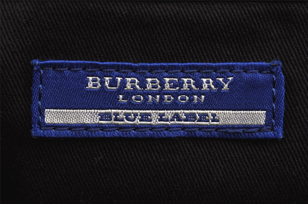 Authentic BURBERRY BLUE LABEL Check 2Way Shoulder Bag Nylon Leather Black 0817K