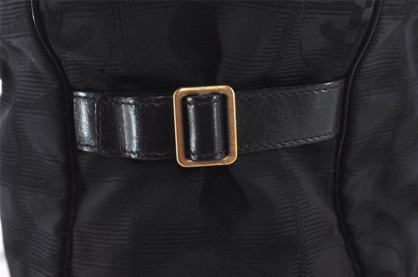 Authentic CHANEL New Travel Line Shoulder Tote Bag Nylon Leather Black 0818J