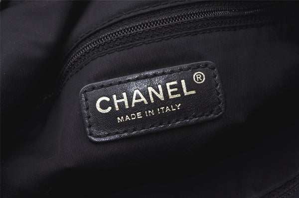Authentic CHANEL New Travel Line Shoulder Tote Bag Nylon Leather Black 0818J