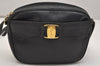Authentic Salvatore Ferragamo Vara Shoulder Body Cross Bag Leather Black 0818K