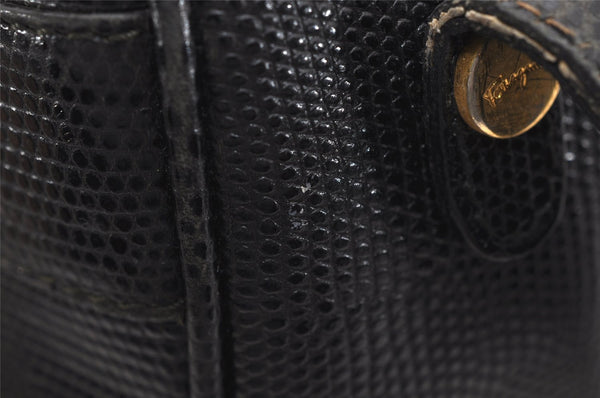 Authentic Salvatore Ferragamo Vara Shoulder Body Cross Bag Leather Black 0818K