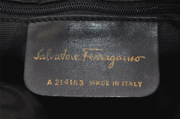 Authentic Salvatore Ferragamo Vara Shoulder Body Cross Bag Leather Black 0818K