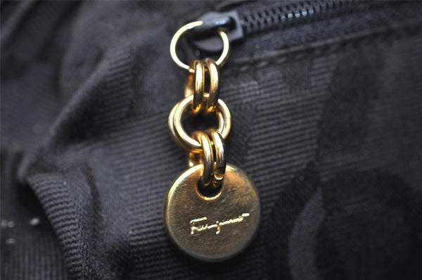 Authentic Salvatore Ferragamo Vara Shoulder Body Cross Bag Leather Black 0818K