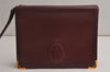 Authentic Cartier Must de Cartier Clutch Hand Bag Leather Bordeaux Red 0820K