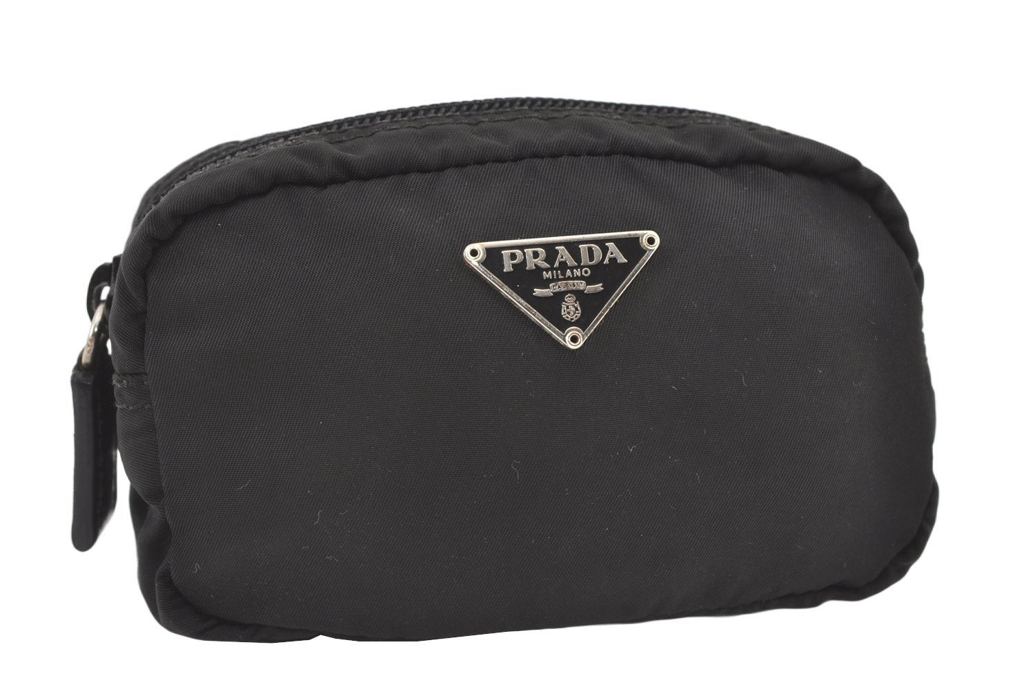 Authentic PRADA Vintage Nylon Leather Pouch Purse Black 0821K