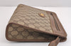 Authentic GUCCI Vintage Clutch Hand Bag Purse GG PVC Leather Brown Junk 0822J