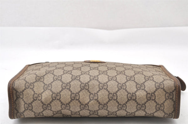 Authentic GUCCI Vintage Clutch Hand Bag Purse GG PVC Leather Brown Junk 0822J