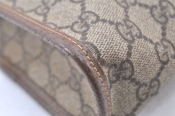 Authentic GUCCI Vintage Clutch Hand Bag Purse GG PVC Leather Brown Junk 0822J