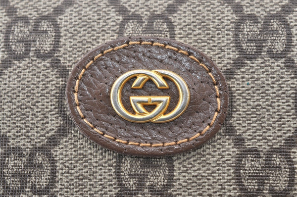 Authentic GUCCI Vintage Clutch Hand Bag Purse GG PVC Leather Brown Junk 0822J