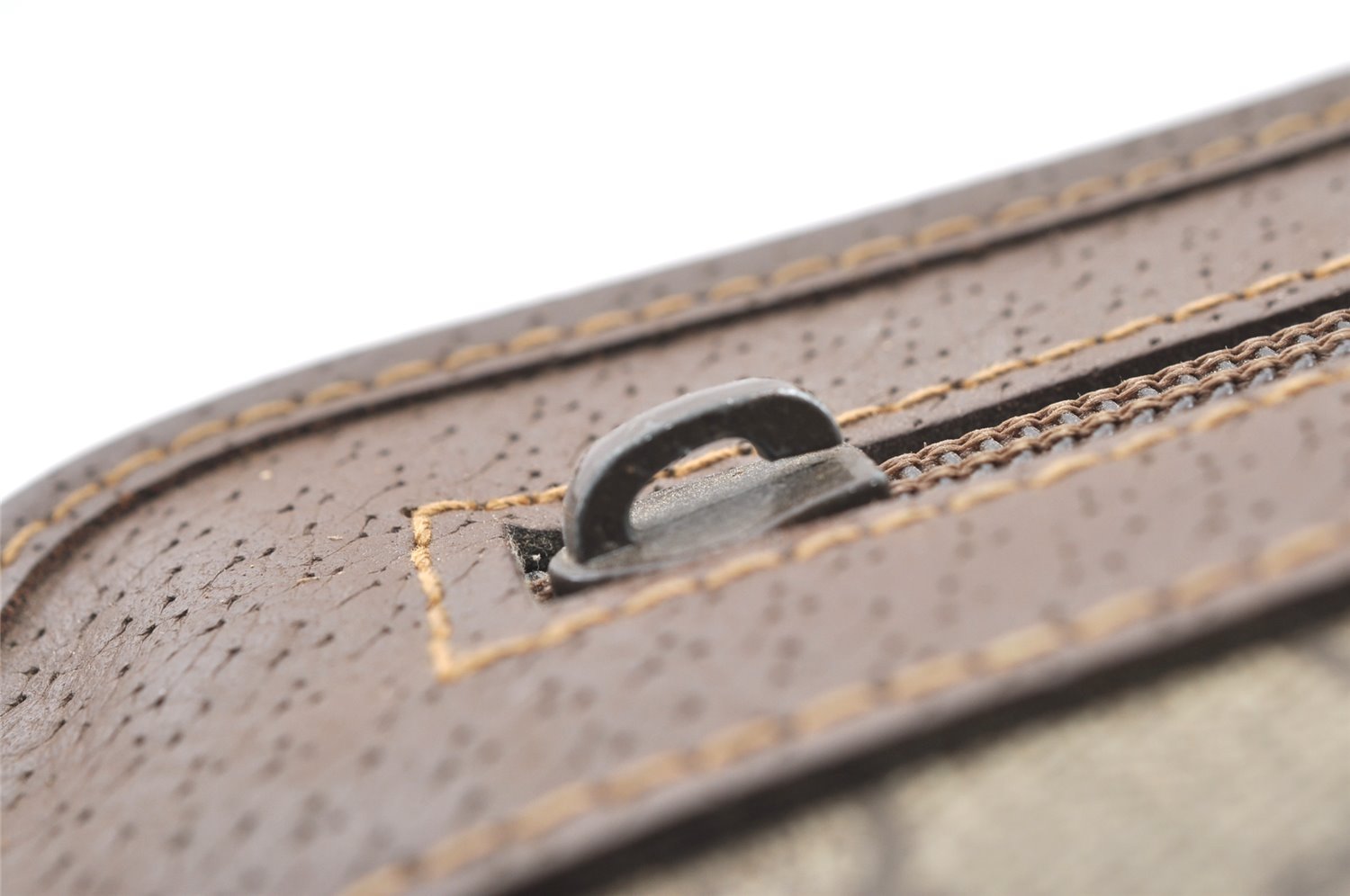 Authentic GUCCI Vintage Clutch Hand Bag Purse GG PVC Leather Brown Junk 0822J