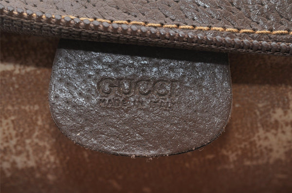 Authentic GUCCI Vintage Clutch Hand Bag Purse GG PVC Leather Brown Junk 0822J