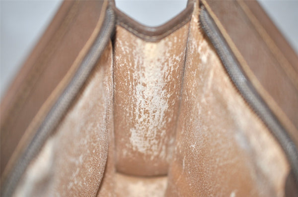 Authentic GUCCI Vintage Clutch Hand Bag Purse GG PVC Leather Brown Junk 0822J