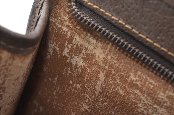 Authentic GUCCI Vintage Clutch Hand Bag Purse GG PVC Leather Brown Junk 0822J