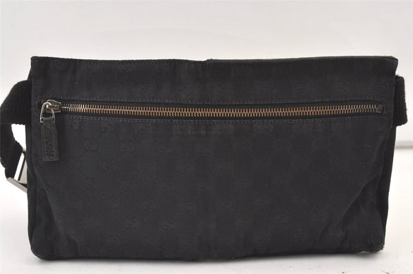 Authentic GUCCI Vintage Waist Body Bag Purse GG Canvas Leather 28566 Black 0822K