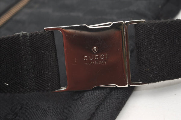 Authentic GUCCI Vintage Waist Body Bag Purse GG Canvas Leather 28566 Black 0822K