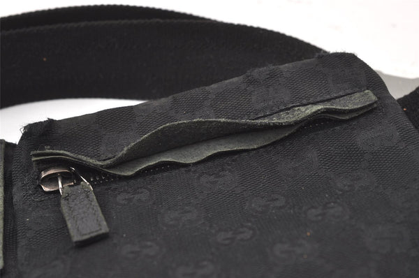 Authentic GUCCI Vintage Waist Body Bag Purse GG Canvas Leather 28566 Black 0822K