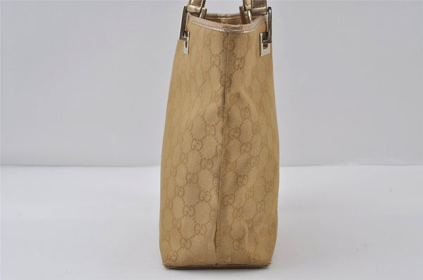Authentic GUCCI Vintage Shoulder Tote Bag GG Canvas Leather 0021099 Gold 0823J