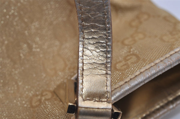 Authentic GUCCI Vintage Shoulder Tote Bag GG Canvas Leather 0021099 Gold 0823J