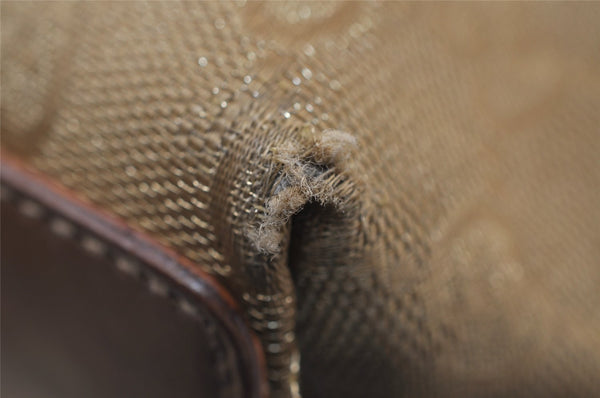 Authentic GUCCI Vintage Shoulder Tote Bag GG Canvas Leather 0021099 Gold 0823J