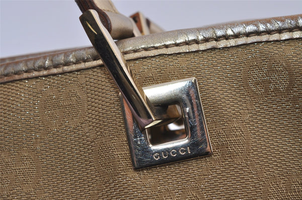 Authentic GUCCI Vintage Shoulder Tote Bag GG Canvas Leather 0021099 Gold 0823J