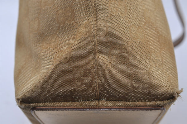 Authentic GUCCI Vintage Shoulder Tote Bag GG Canvas Leather 0021099 Gold 0823J