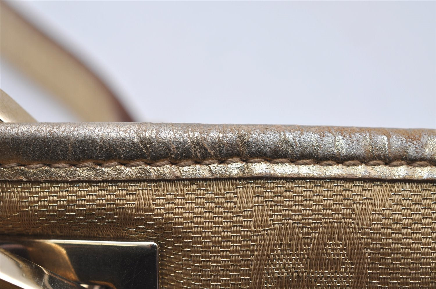 Authentic GUCCI Vintage Shoulder Tote Bag GG Canvas Leather 0021099 Gold 0823J