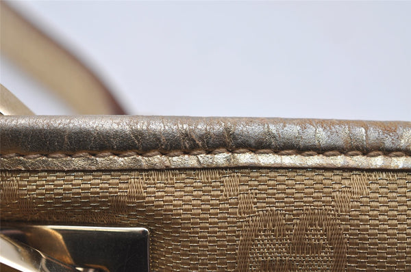 Authentic GUCCI Vintage Shoulder Tote Bag GG Canvas Leather 0021099 Gold 0823J