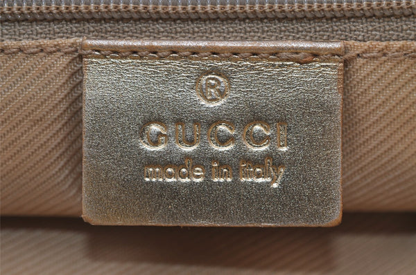 Authentic GUCCI Vintage Shoulder Tote Bag GG Canvas Leather 0021099 Gold 0823J