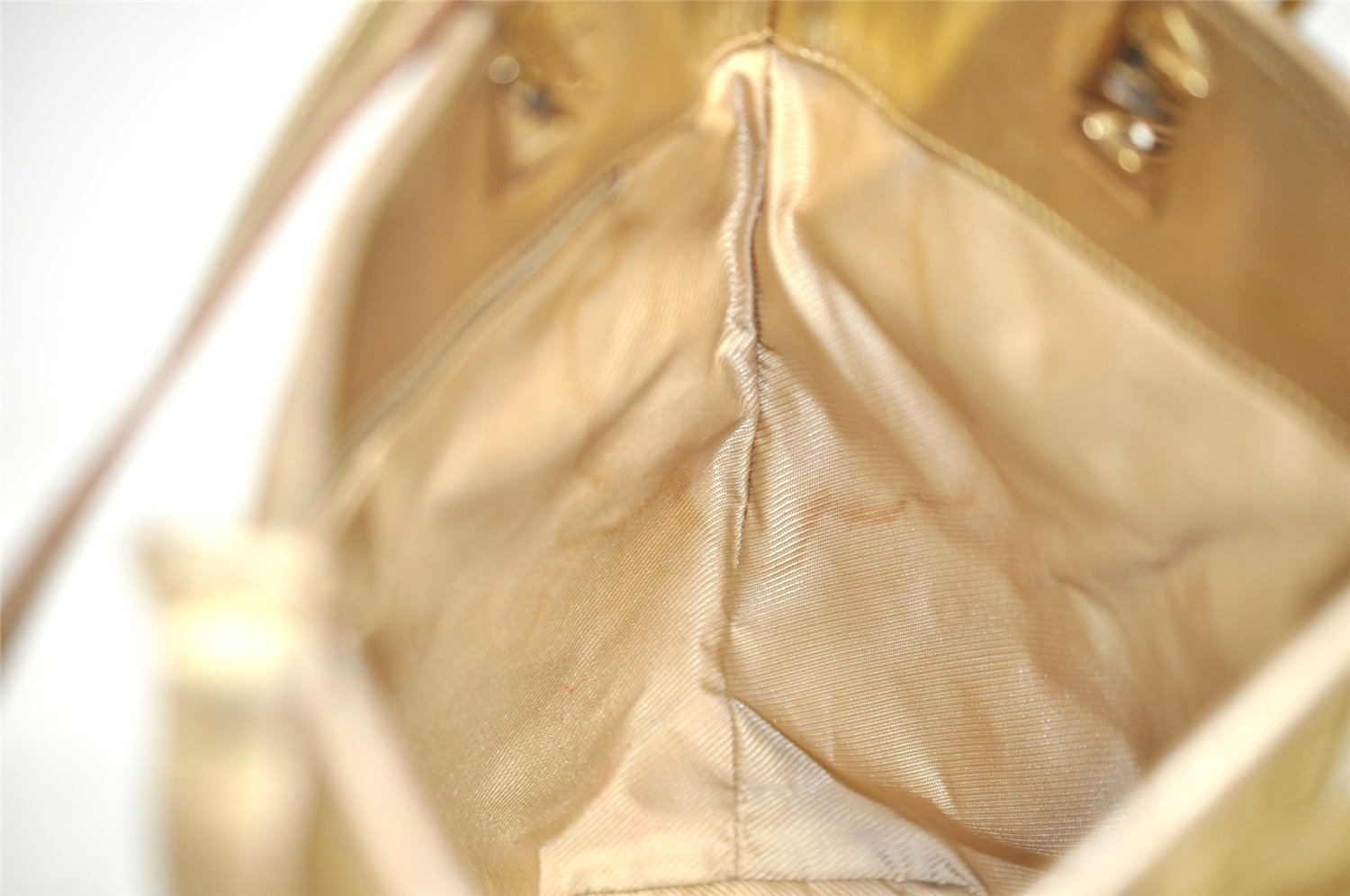 Authentic GUCCI Vintage Shoulder Tote Bag GG Canvas Leather 0021099 Gold 0823J