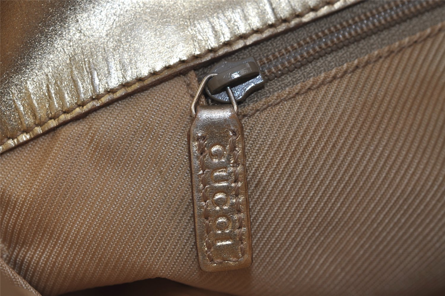 Authentic GUCCI Vintage Shoulder Tote Bag GG Canvas Leather 0021099 Gold 0823J