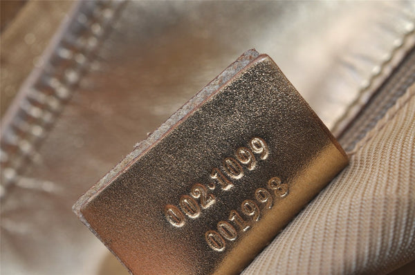 Authentic GUCCI Vintage Shoulder Tote Bag GG Canvas Leather 0021099 Gold 0823J