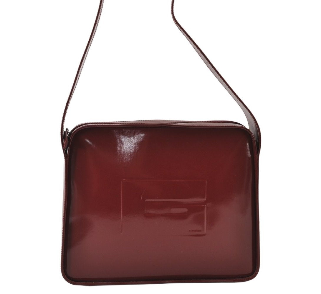 Authentic GUCCI Shoulder Hand Bag Enamel Bordeaux Red 0013032 Junk 0823K