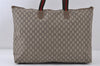 Authentic GUCCI Web Sherry Line GG Plus Tote Bag GG PVC Leather Brown 0824J