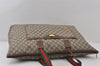 Authentic GUCCI Web Sherry Line GG Plus Tote Bag GG PVC Leather Brown 0824J