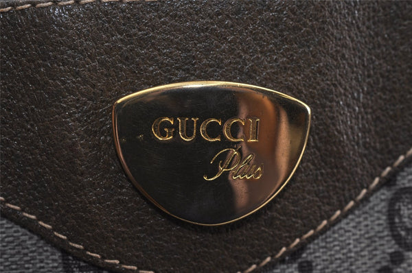 Authentic GUCCI Web Sherry Line GG Plus Tote Bag GG PVC Leather Brown 0824J