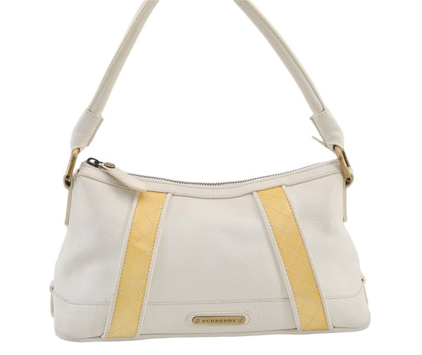 Authentic BURBERRY Vintage Leather Shoulder Hand Bag Purse White 0824K