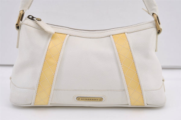 Authentic BURBERRY Vintage Leather Shoulder Hand Bag Purse White 0824K