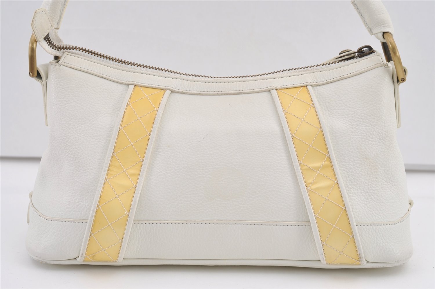 Authentic BURBERRY Vintage Leather Shoulder Hand Bag Purse White 0824K