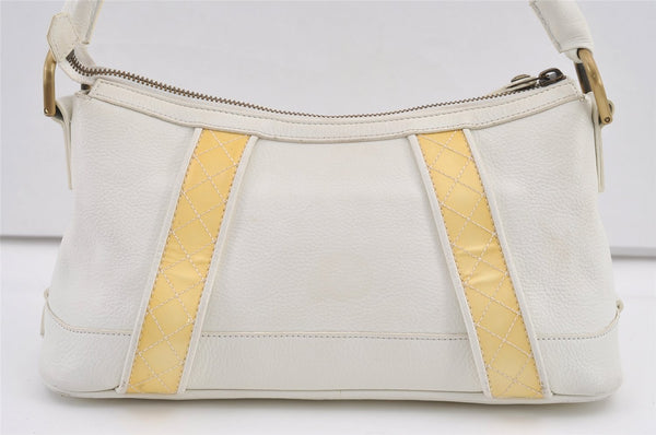 Authentic BURBERRY Vintage Leather Shoulder Hand Bag Purse White 0824K