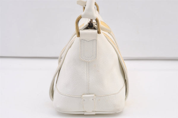 Authentic BURBERRY Vintage Leather Shoulder Hand Bag Purse White 0824K