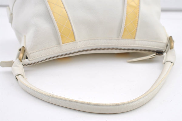 Authentic BURBERRY Vintage Leather Shoulder Hand Bag Purse White 0824K