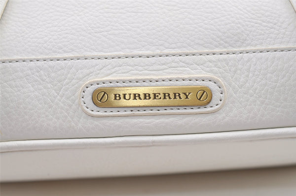 Authentic BURBERRY Vintage Leather Shoulder Hand Bag Purse White 0824K