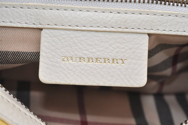 Authentic BURBERRY Vintage Leather Shoulder Hand Bag Purse White 0824K