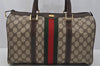 Authentic GUCCI Web Sherry Line Hand Boston Bag GG PVC Leather Brown Junk 0825J