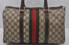 Authentic GUCCI Web Sherry Line Hand Boston Bag GG PVC Leather Brown Junk 0825J
