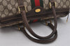 Authentic GUCCI Web Sherry Line Hand Boston Bag GG PVC Leather Brown Junk 0825J
