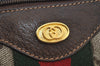 Authentic GUCCI Web Sherry Line Hand Boston Bag GG PVC Leather Brown Junk 0825J