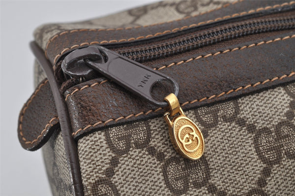 Authentic GUCCI Web Sherry Line Hand Boston Bag GG PVC Leather Brown Junk 0825J